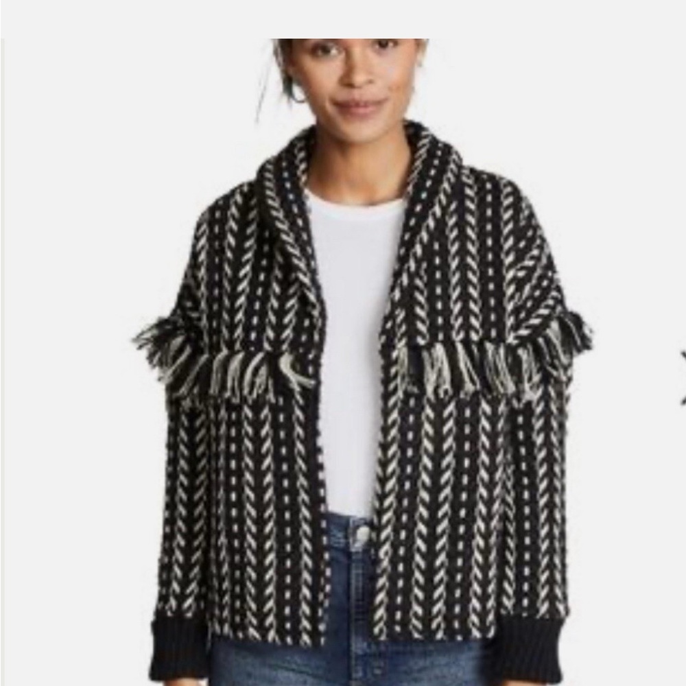 Black and White Fringe Cardigan